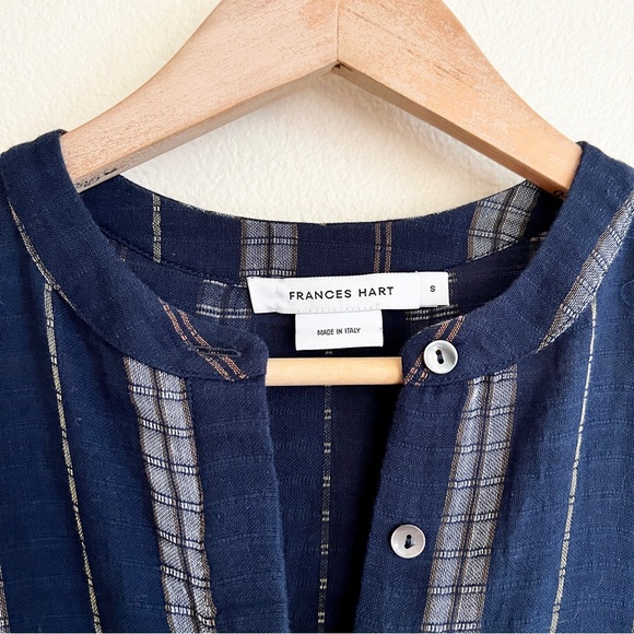 FRANCES HART Dobby Long Sleeve Midi Dress in Navy Blue & White Stripe - Picture 7 of 10